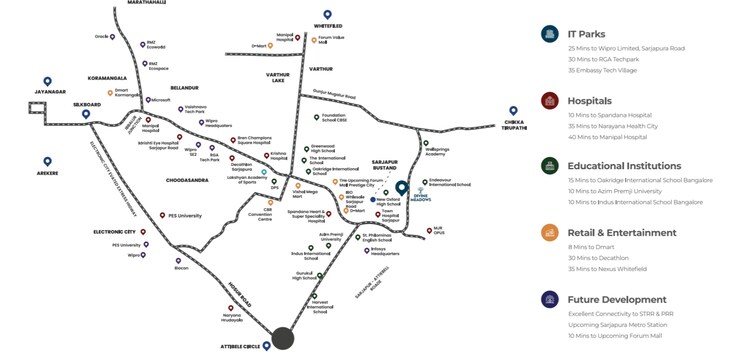 Map Location, mjr-divine-meadows 4 Bedroom 3195 Sq.Ft. Villa In Sarjapur Road Bangalore 8814246