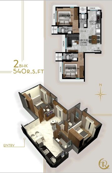 Floor Plan in 2 BHK Apartment at Toral Hari Niwas, Borivali East – for Sale