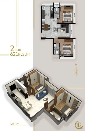 Floor Plan in 2 BHK Apartment at Toral Hari Niwas, Borivali East – for Sale
