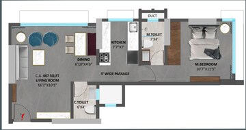 Floor Plan in 1 BHK Apartment at Shree Siddhivinayak Park Abode, Dadar West – for Sale