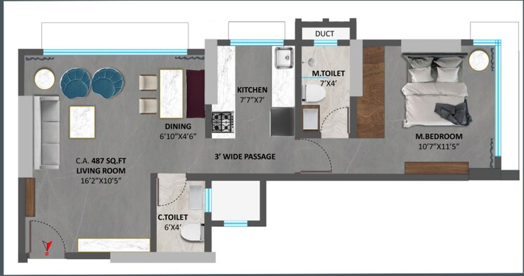 Floor Plan, shree-siddhivinayak-park-abode 1 Bedroom 487 Sq.Ft. Apartment In Dadar West Mumbai 8815782