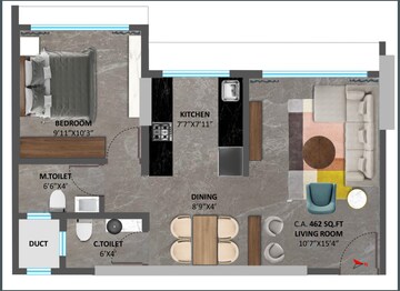 Floor Plan in 1 BHK Apartment at Shree Siddhivinayak Park Abode, Dadar West – for Sale