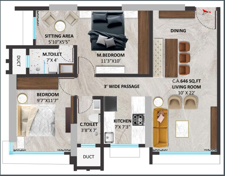 Floor Plan, shree-siddhivinayak-park-abode 1 Bedroom 487 Sq.Ft. Apartment In Dadar West Mumbai 8815782