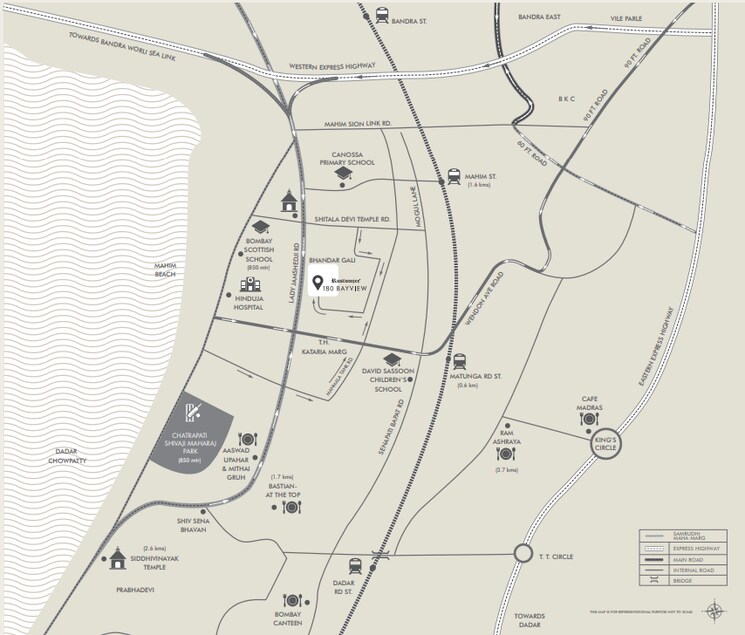 Map Location, rustomjee-180-bayview 3 Bedroom 1017 Sq.Ft. Apartment In Matunga West Mumbai 8815854