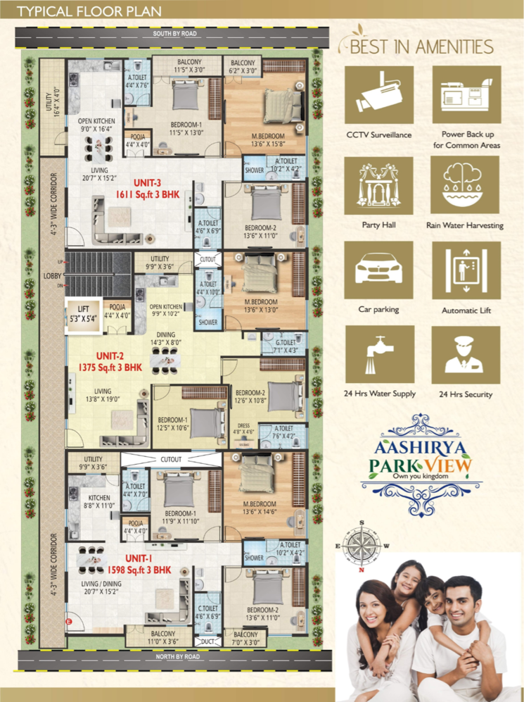 Floor Plan, raja rajeshwari nagar 3 Bedroom 1375 Sq.Ft. Apartment In Raja Rajeshwari Nagar Bangalore 8816846