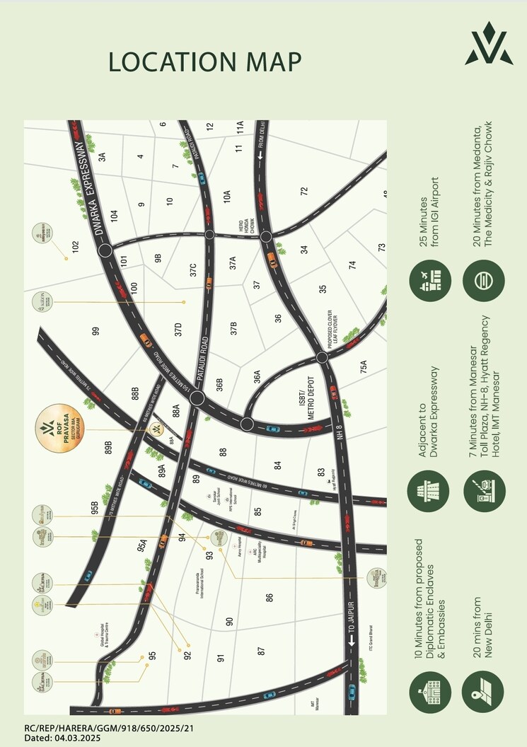 Map Location, rof-pravasa 3 Bedroom 1847 Sq.Ft. Builder Floor In Sector 88a Gurgaon 8816958