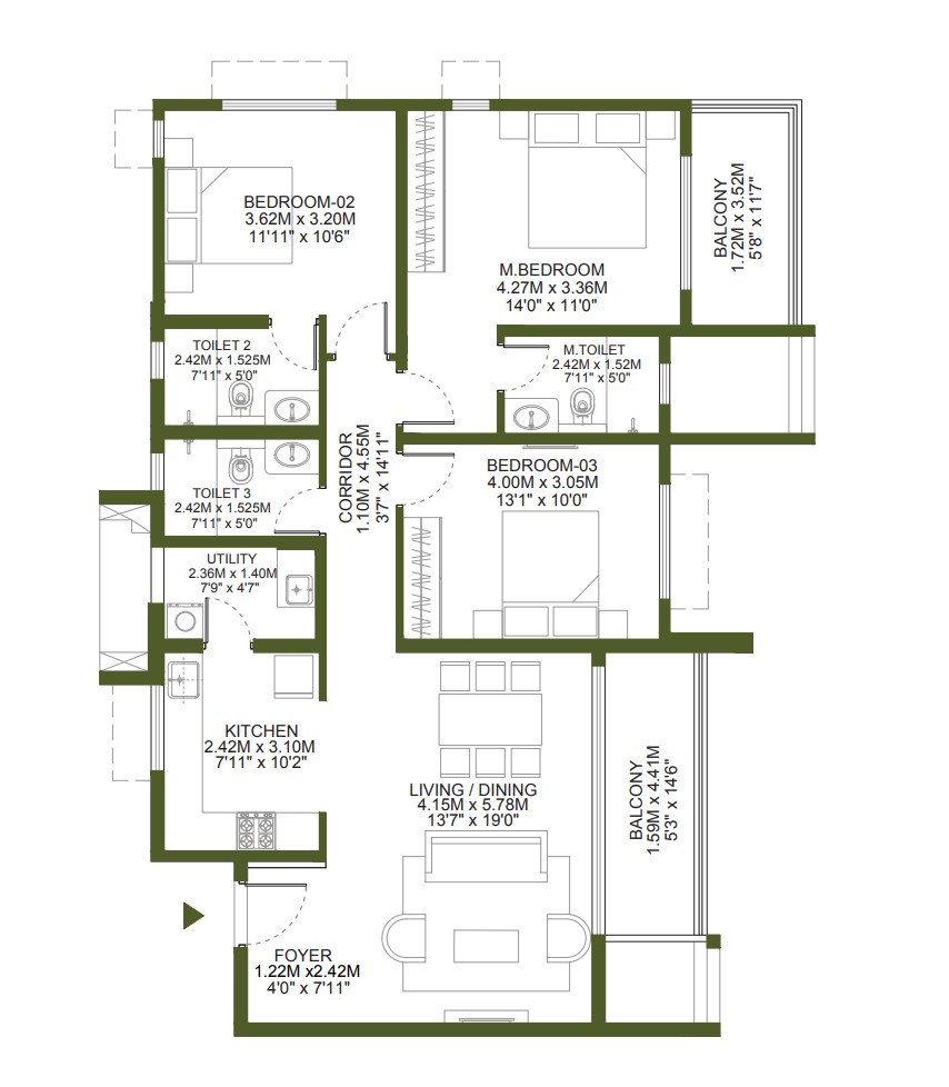 3 BHK Apartment For Sale in Godrej Lakeside Orchard