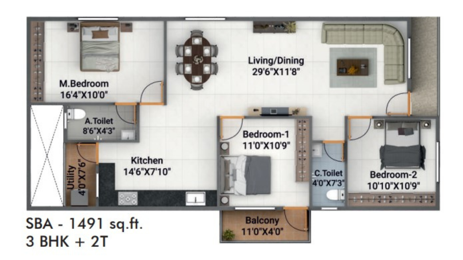 3 BHK Apartment For Sale in Sree Lakshmi Vallabha Residency