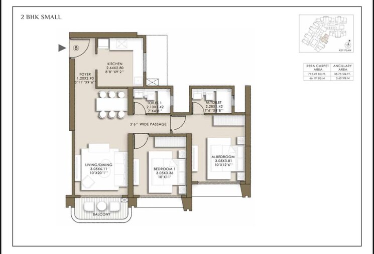 Floor Plan, lnt-island-cove 2 Bedroom 771 Sq.Ft. Apartment In Mahim Mumbai 8818745