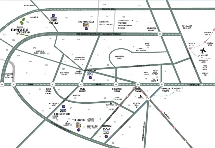 Map Location, satya-merano-greens  161 Sq.Yd. Plot In Sector 99a Gurgaon 8819230