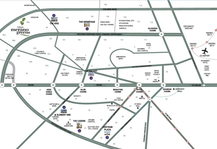 Map Location, satya-merano-greens  161 Sq.Yd. Plot In Sector 99a Gurgaon 8819230