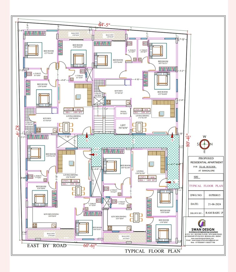 Floor Plan, hulimavu 3 Bedroom 1449 Sq.Ft. Apartment In Hulimavu Bangalore 8819815