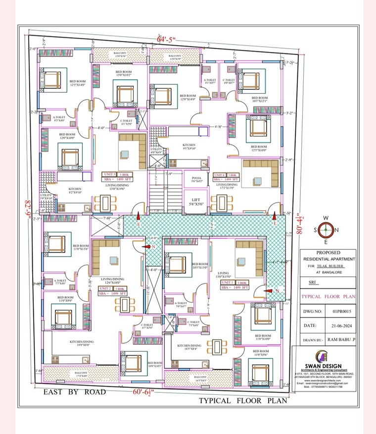 Floor Plan, hulimavu 3 Bedroom 1449 Sq.Ft. Apartment In Hulimavu Bangalore 8819815