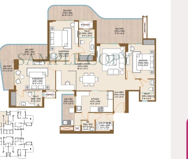 Floor Plan, jade-county 4 Bedroom 3010 Sq.Ft. Apartment In Wave City Ghaziabad 8820355