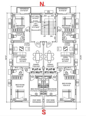 Floor Plan in 3 BHK Apartment at New Town – for Sale