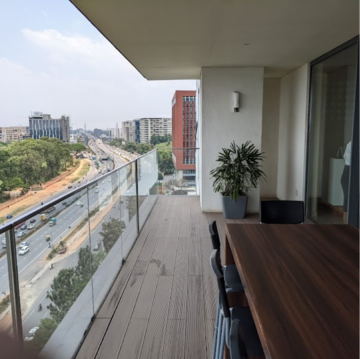 Balcony in 3 BHK Apartment at Embassy Lake Terraces, Hebbal Kempapura – for Rent