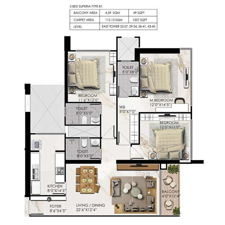 Floor Plan, prestige-jasdan-classic 4 Bedroom 1674 Sq.Ft. Apartment In Mahalaxmi Mumbai 8822319