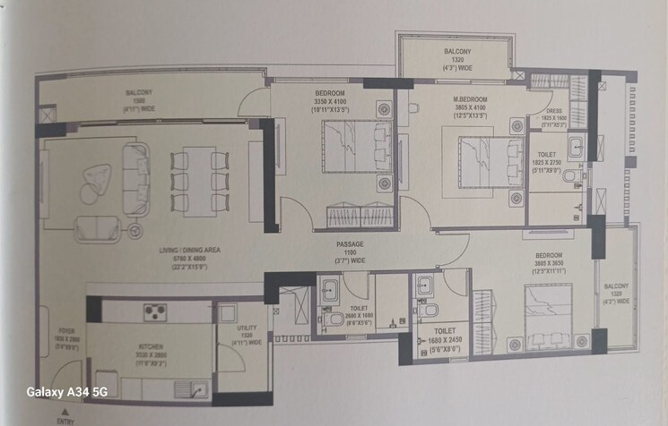 Floor Plan, emaar-urban-oasis 3 Bedroom 2124 Sq.Ft. Apartment In Sector 62 Gurgaon 8783187
