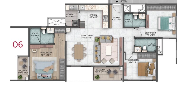 Floor Plan, sumadhura-capitol-residences 3 Bedroom 1810 Sq.Ft. Apartment In Whitefield Bangalore 8824474