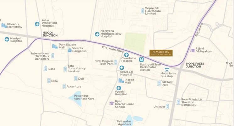 Map Location, sumadhura-capitol-residences 3 Bedroom 1735 Sq.Ft. Apartment In Whitefield Bangalore 8824624