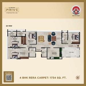 Floor Plan in 4 BHK Apartment at Ajmera Prive, Juhu – for Sale