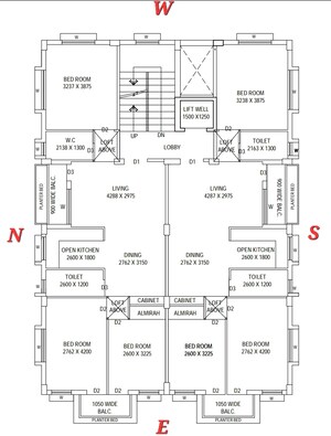 Floor Plan in 3 BHK Apartment at New Town – for Sale