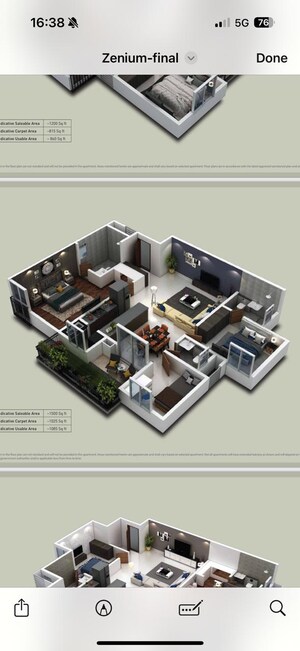 Floor Plan in 3 BHK Apartment at Puravankara Purva Zenium, Hosahalli – for Sale