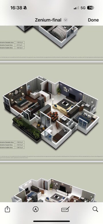 Floor Plan in 3 BHK Apartment at Puravankara Purva Zenium, Hosahalli – for Sale