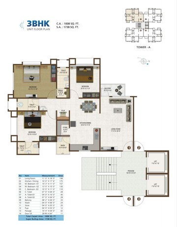 Floor Plan in 3 BHK Apartment at Jahangirabad – for Sale