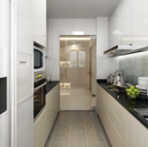 Kitchen in 1.5 BHK Apartment at Sethia Darshan, Pethe Nagar – for Sale