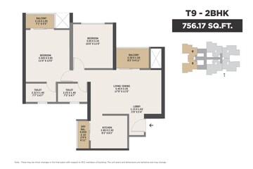 Floor Plan in 2 BHK Apartment at VTP Dolce Vita, Kharadi – for Sale