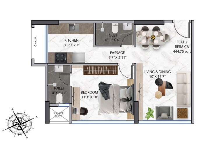 Floor Plan, viyaara-altiora 1 Bedroom 445 Sq.Ft. Apartment In Mahim West Mumbai 8828552