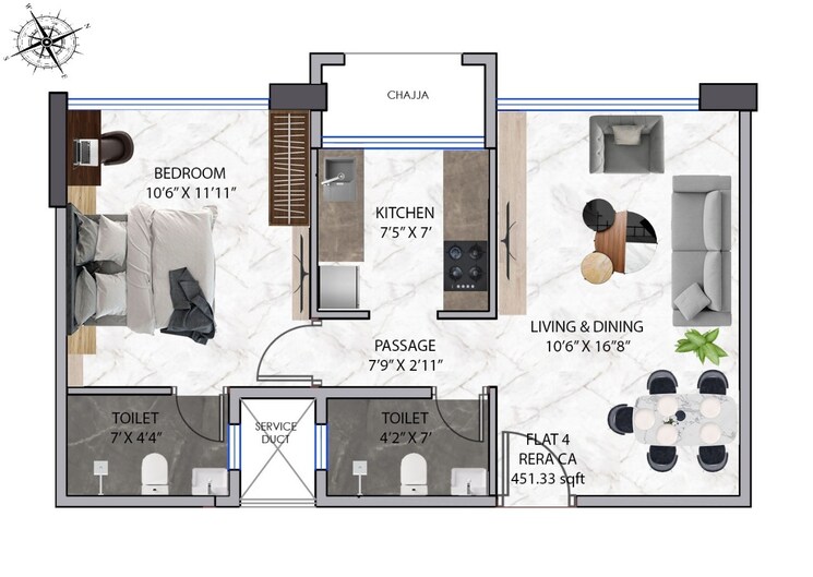 Floor Plan, viyaara-altiora 1 Bedroom 445 Sq.Ft. Apartment In Mahim West Mumbai 8828552