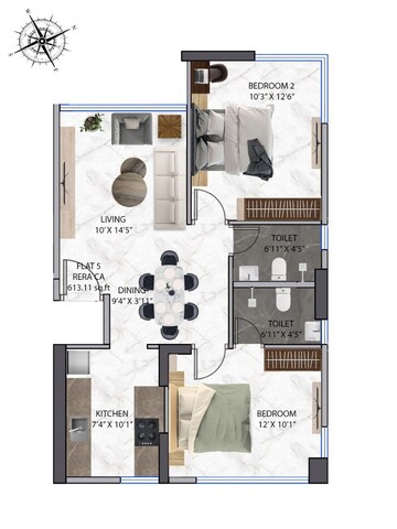 Floor Plan in 2 BHK Apartment at Viyaara Altiora, Mahim West – for Sale