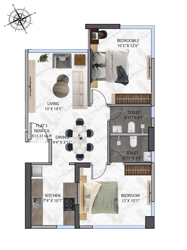 Floor Plan, viyaara-altiora 2 Bedroom 613 Sq.Ft. Apartment In Mahim West Mumbai 8828567