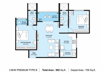 Floor Plan in 2 BHK Apartment at Krisala 41 Zillenia, Punawale – for Sale