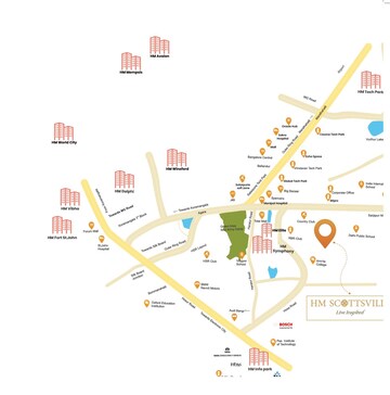 2 BHK Apartment – Map Location View at Bren Zahara, Off Sarjapur Road - for Sale