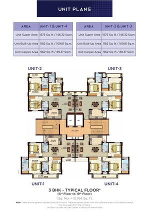 Floor Plan in 3 BHK Apartment at Omaxe R2, Gomti Nagar – for Sale