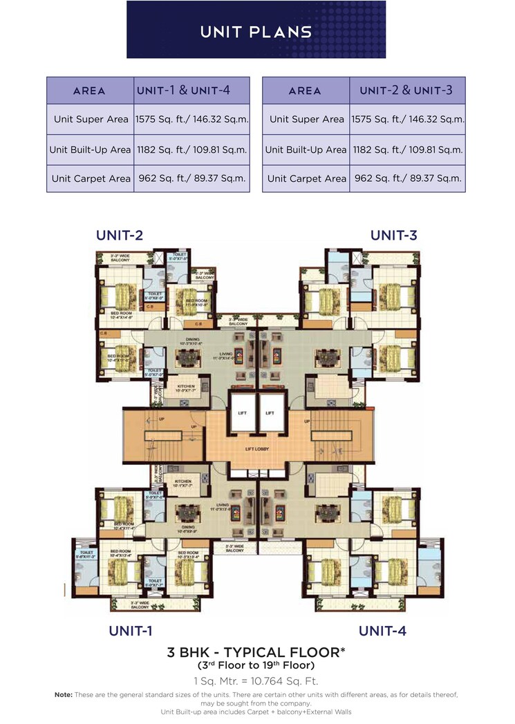 Floor Plan, omaxe-r2 3 Bedroom 1635 Sq.Ft. Apartment In Gomti Nagar Lucknow 8833399