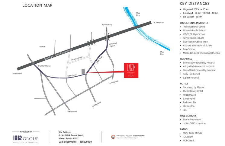 Map Location, hs-lagom-homes 2 Bedroom 835 Sq.Ft. Apartment In Wakad Pune 8834190