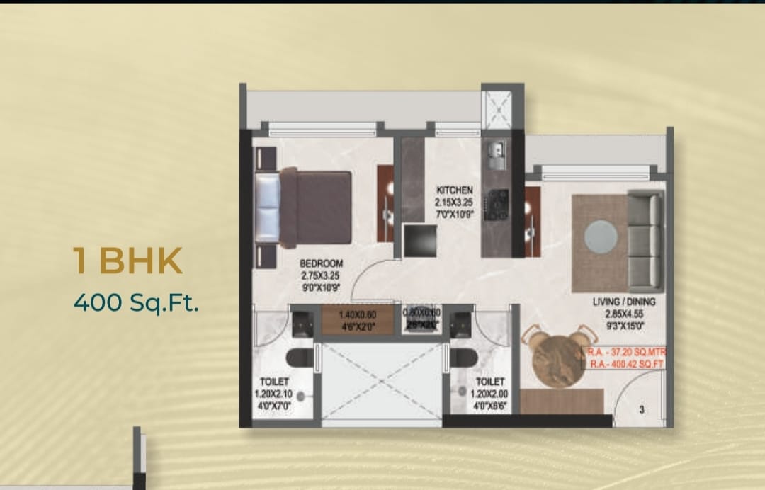 1 BHK 400 Sq.Ft. Apartment in Shree Ram Krishna Garden