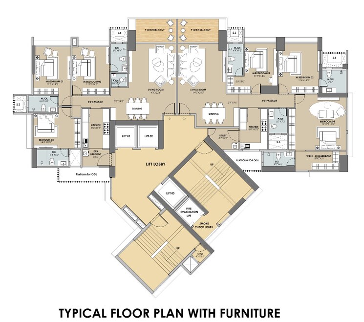 Floor Plan, techno-aakasa 3 Bedroom 1600 Sq.Ft. Apartment In Worli Mumbai 8835061