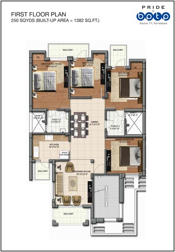 Floor Plan in 4 BHK Independent House at BPTP Parkland Pride, Sector 77 – for Rent