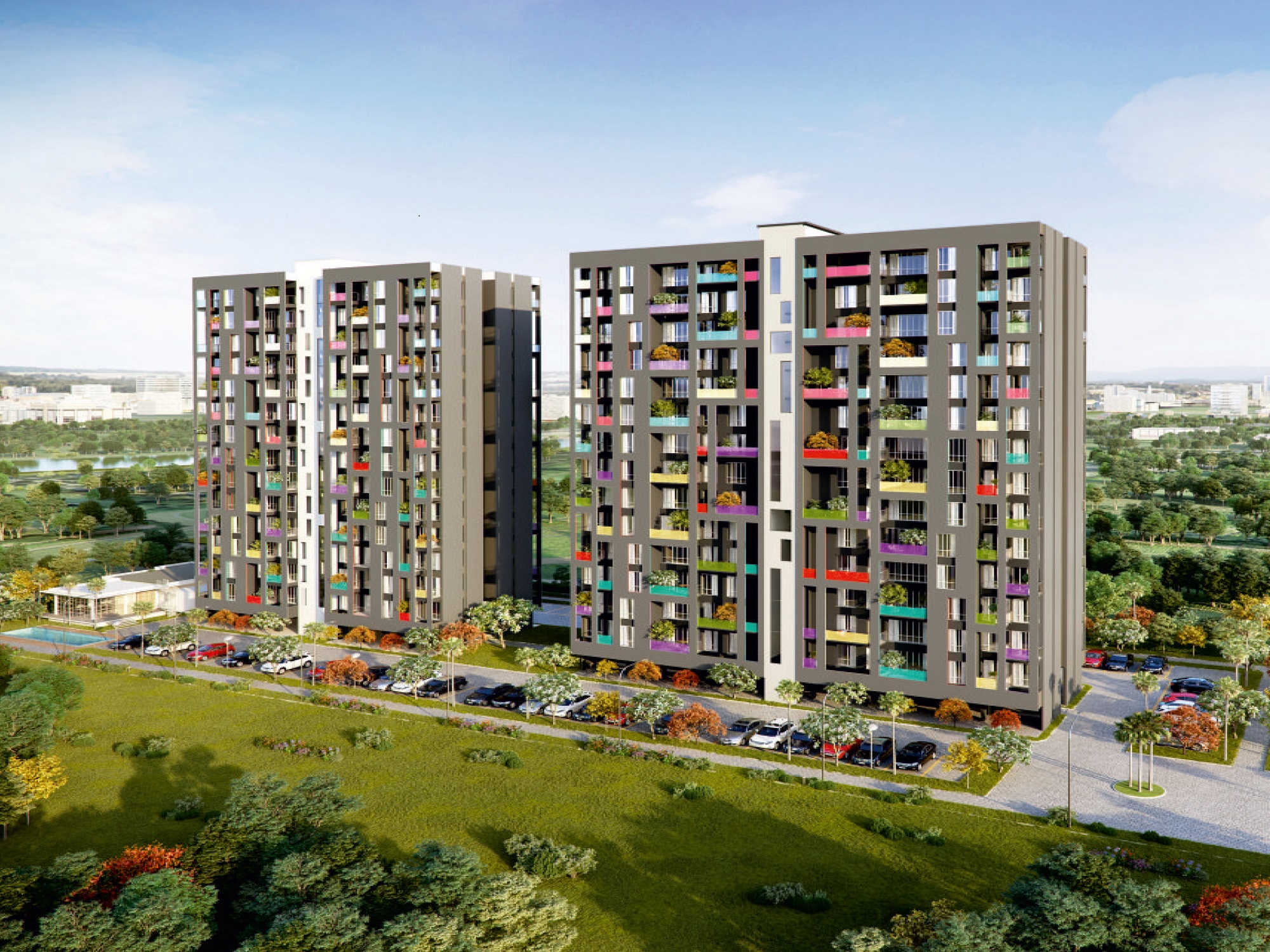 3 BHK + Servant Room Apartment For Sale in Oxford Florida Water Color