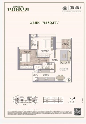 Floor Plan in 2 BHK Apartment at Chandak Treesourus, Malad West – for Sale