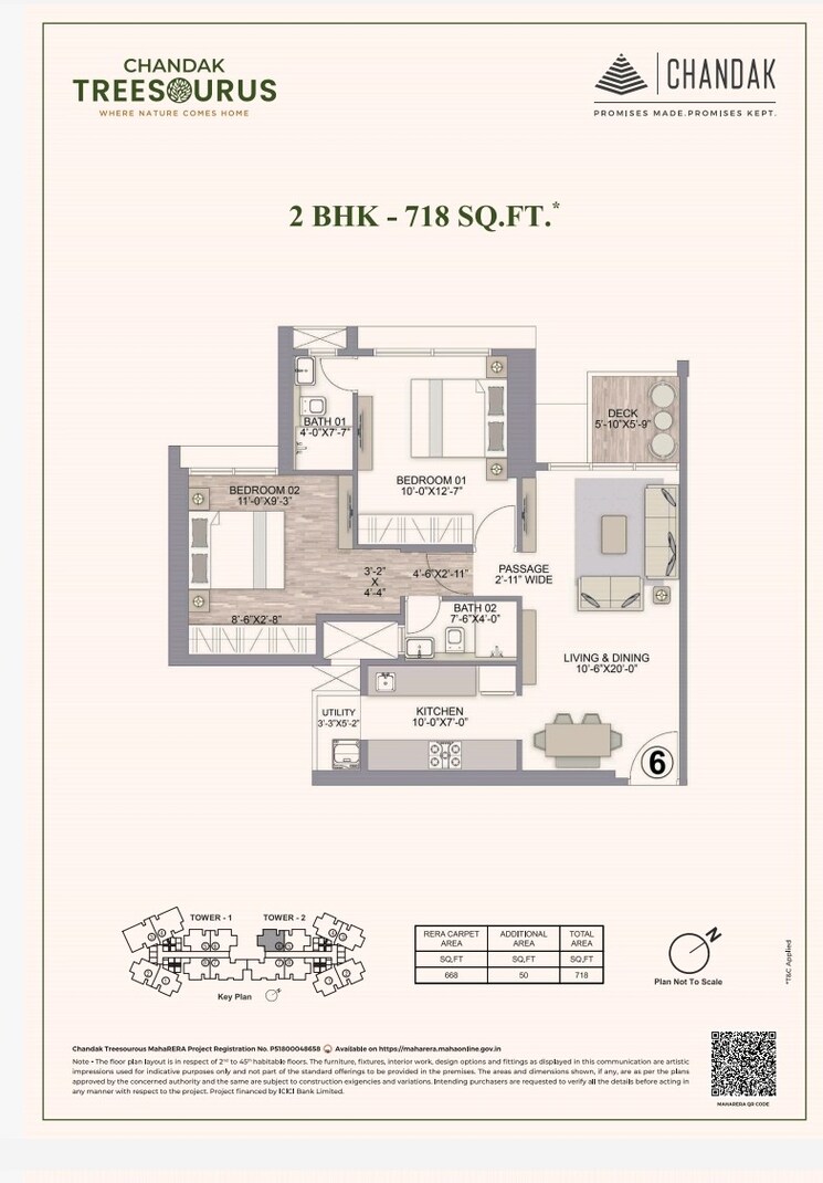 Floor Plan, chandak-treesourus 2 Bedroom 718 Sq.Ft. Apartment In Malad West Mumbai 8835283