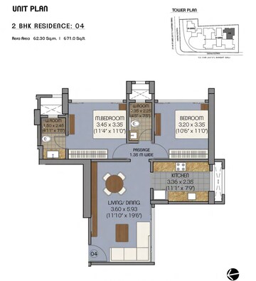 Floor Plan in 2 BHK Apartment at Matunga West – for Sale