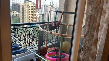 Balcony in 3 BHK Apartment at Hiranandani Meadows, Manpada – for Rent