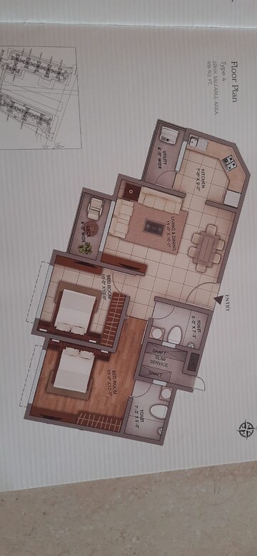Floor Plan in 2 BHK Apartment at Shriram Greenfield, Budigere – for Sale