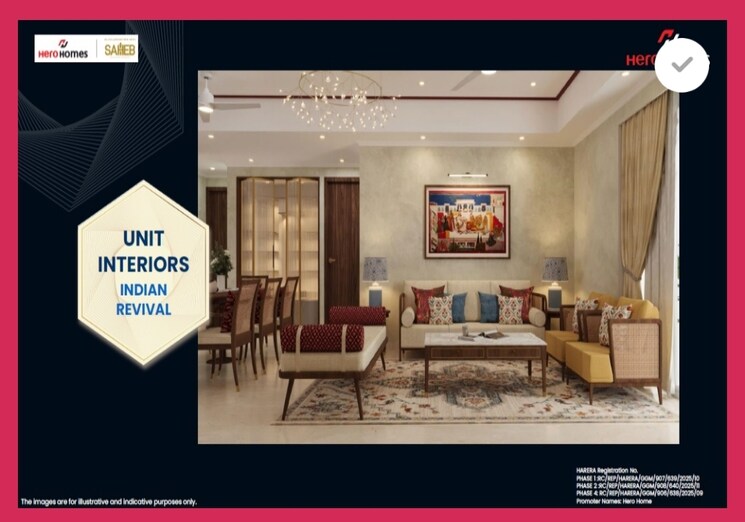 Living Room, hero-homes-palatial 3 Bedroom 2800 Sq.Ft. Apartment In Sector 104 Gurgaon 8838784